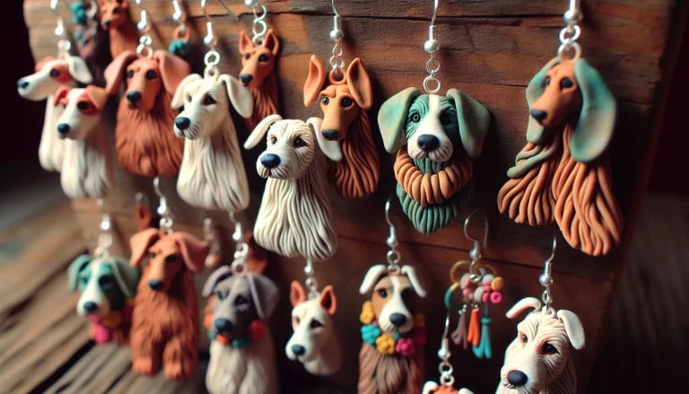 Clay dog earrings